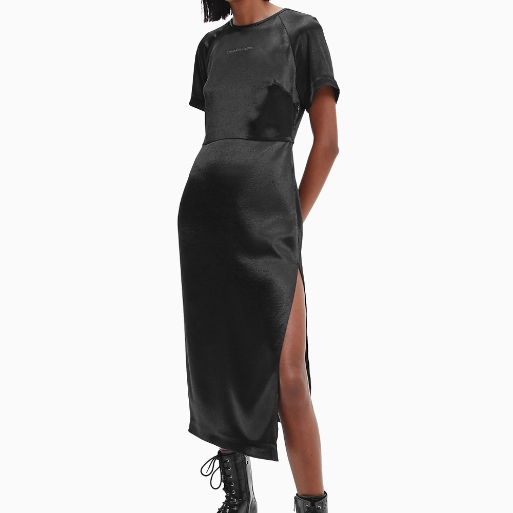 Stretch  Satin Mmidi Dress
